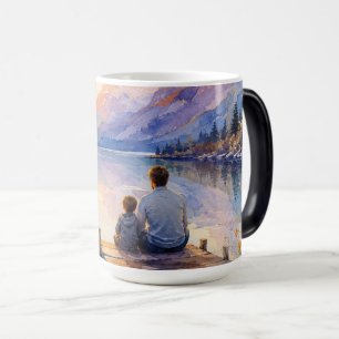 Mug Magique Impression d'art aquarelle du lac Père et Fils