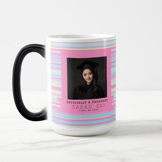 Mug Magique Impression rayée unique diplômée de la petite-fill (Gauche)