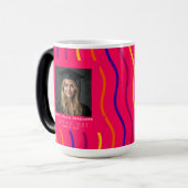 Mug Magique Impression rayure gras Classe de finissants de (Devant gauche)