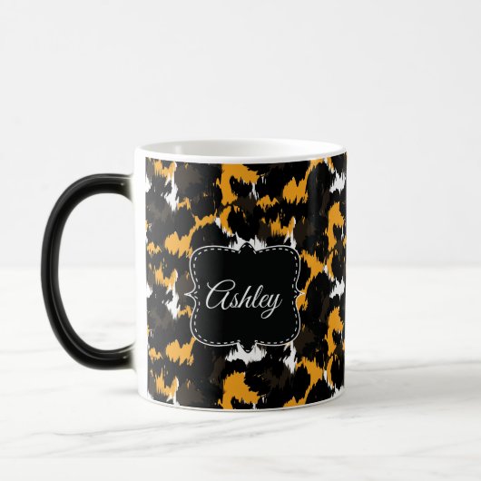 Mug Magique Imprimé Guépard Élégant Splash Fun Monogramme Pers (Gauche)