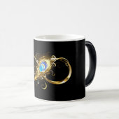 Mug Magique Infinité avec plume de paon doré (Devant droit)