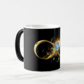 Mug Magique Infinité avec plume de paon doré (Devant gauche)