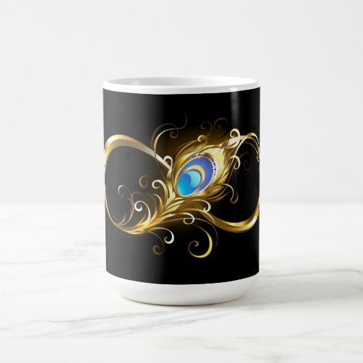 Mug Magique Infinité avec plume de paon doré (Centre)