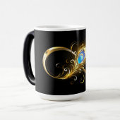 Mug Magique Infinité avec plume de paon doré (Devant gauche)