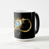 Mug Magique Infinité avec plume de paon doré (Devant droit)