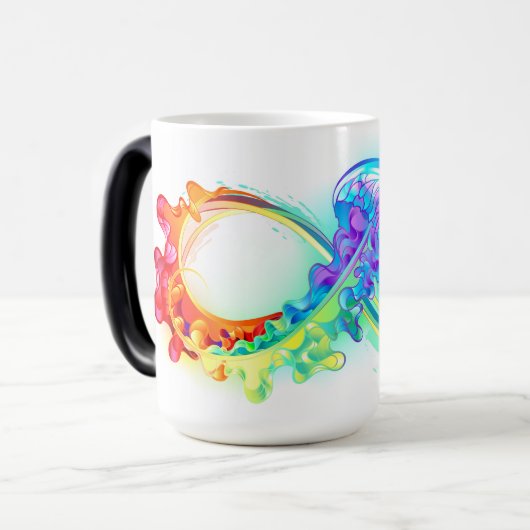 Mug Magique Infinity avec Rainbow Jellyfish (Devant gauche)