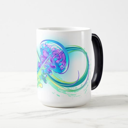 Mug Magique Infinity avec Rainbow Jellyfish (Devant droit)