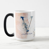 Mug Magique Initiale V Moderne Elegant Ocean Gold Aquarelle (Gauche)