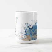 Mug Magique Initiale V Moderne Elegant Ocean Gold Aquarelle (Centre)