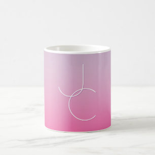 Mug Magique Initiales de chevauchement modernes 2 Ombre rose