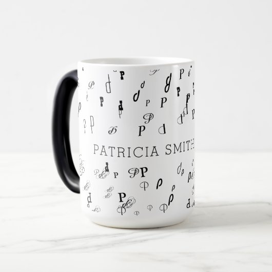 Mug Magique Initiales élégantes & nom Typographie (Devant gauche)
