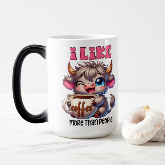 Mug Magique J'aime le café plus que les gens (Avec donut)