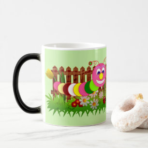Mug Magique Jardin Whimsical Bug Green Fence Funky Cute Kid