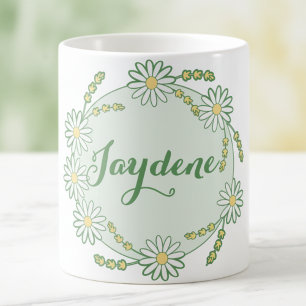 Mug Magique Jaune Vert Pastel Fleur de Daisy Personnalisée