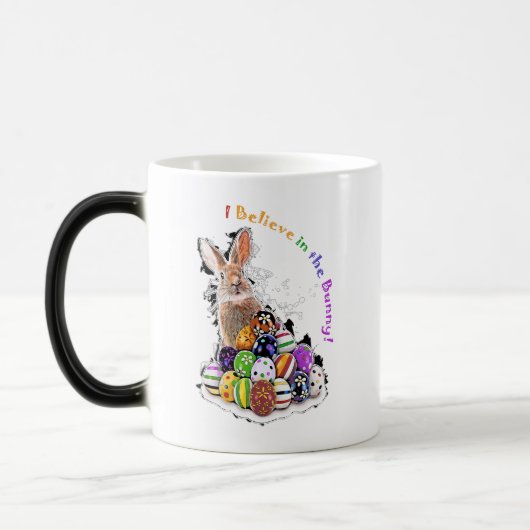 Mug Magique Je crois au lapin ! Oeufs de lapin de Pâques (Gauche)