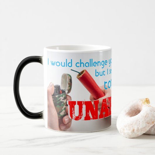 Mug Magique Je vous mets au défi d'une BATAILLE DE WITS... (Avec donut)