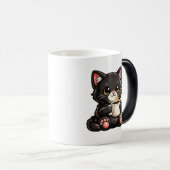 Mug Magique Joli Chat Noir avec Café (Devant droit)