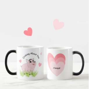 Mug Magique Joli cochon rose pour la Saint-Valentin