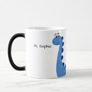 Mug Magique Joli Dinosaure Bleu - Nom personnalisé Sophia