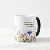 Mug Magique Joli hébreu + Nom du script Aquarelle florale (Devant droit)