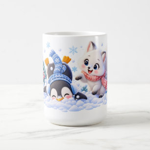 Mug Magique Joli renard arctique et manchot paysage hivernal m