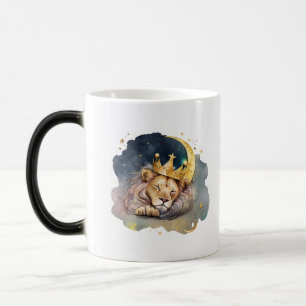 Mug Magique Joli roi Lion endormi sur la Lune