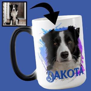 Mug Magique Jolie photo de Border Collie bleu moderne et amusa