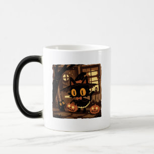 Mug Magique Jolie sorcière de chat noir avec seau Citrouille