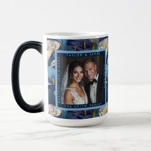 Mug Magique Jolies callas bleus inspirés mariage rustique