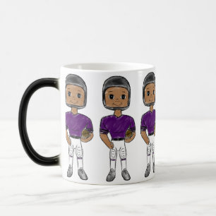 Mug Magique joueur de football vintage rétro violet noir simpl