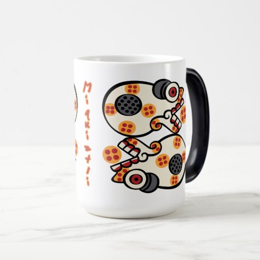 Mug Magique Jour Calendrier Aztèque 06 - Miquiztli (Devant droit)