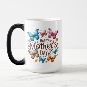 Mug Magique Joyeuse fête des Mères avec papillons Clipart