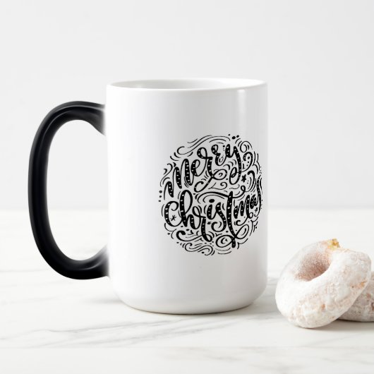 Mug Magique Joyeuse typographie rétro de Noël (Avec donut)