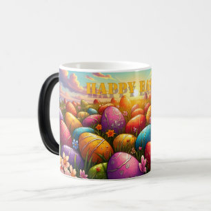 Mug Magique Joyeuses Pâques Œufs Colorés dans une Prairie Prin