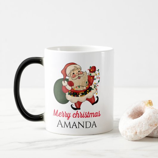 Mug Magique Joyeux Noël père Noël et cadeau (Avec donut)