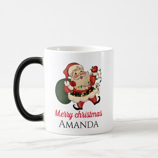 Mug Magique Joyeux Noël père Noël et cadeau (Gauche)