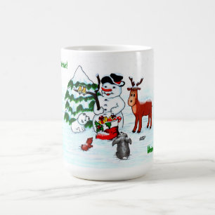 Mug Magique Joyeux Noël ! Snowman avec amis