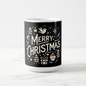 Mug Magique Joyeux Noël Typographie Graphique Blanche (Centre)