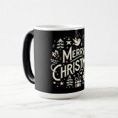 Mug Magique Joyeux Noël Typographie Graphique Blanche (Devant gauche)