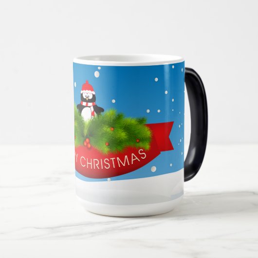 Mug Magique Joyeux pingouin de Noël (Devant droit)