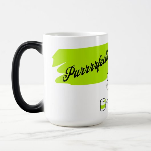 Mug Magique Kitten peinture "Purrrfection !" sur le mur. (Gauche)