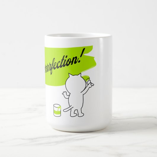 Mug Magique Kitten peinture "Purrrfection !" sur le mur. (Centre)