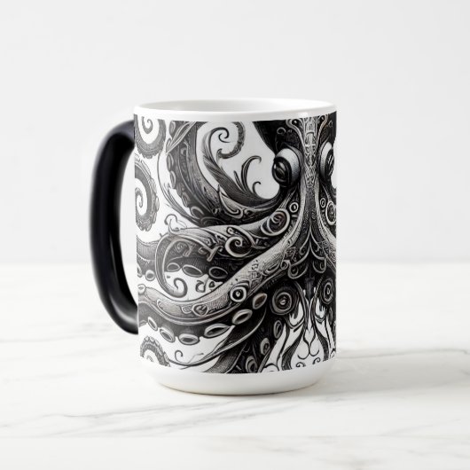 Mug Magique Kraken Steampunk Octopus Ornate Black (Devant gauche)