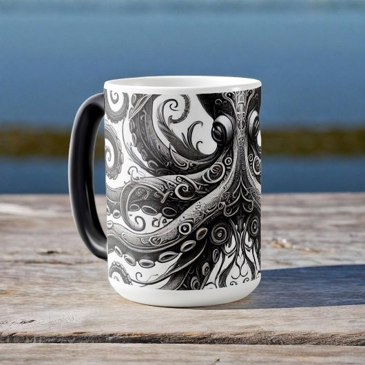 Mug Magique Kraken Steampunk Octopus Ornate Black