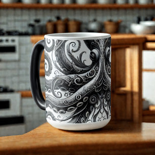 Mug Magique Kraken Steampunk Octopus Ornate Black