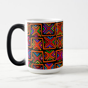 Mug Magique Kuna Indian Mola Tribal Checks - Rouge
