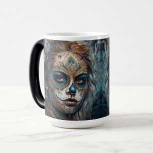 Mug Magique La Catrina Azul Dia de los Muertos Crâne de Sucre
