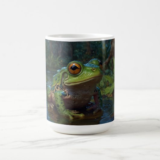 Mug Magique La grenouille des arbres dans un étang paysage fau (Centre)