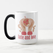 Mug Magique Latte et coupe d'amour, mains et citation de café (Gauche)