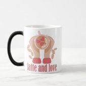 Mug Magique Latte et coupe d'amour, mains et citation de café (Gauche)